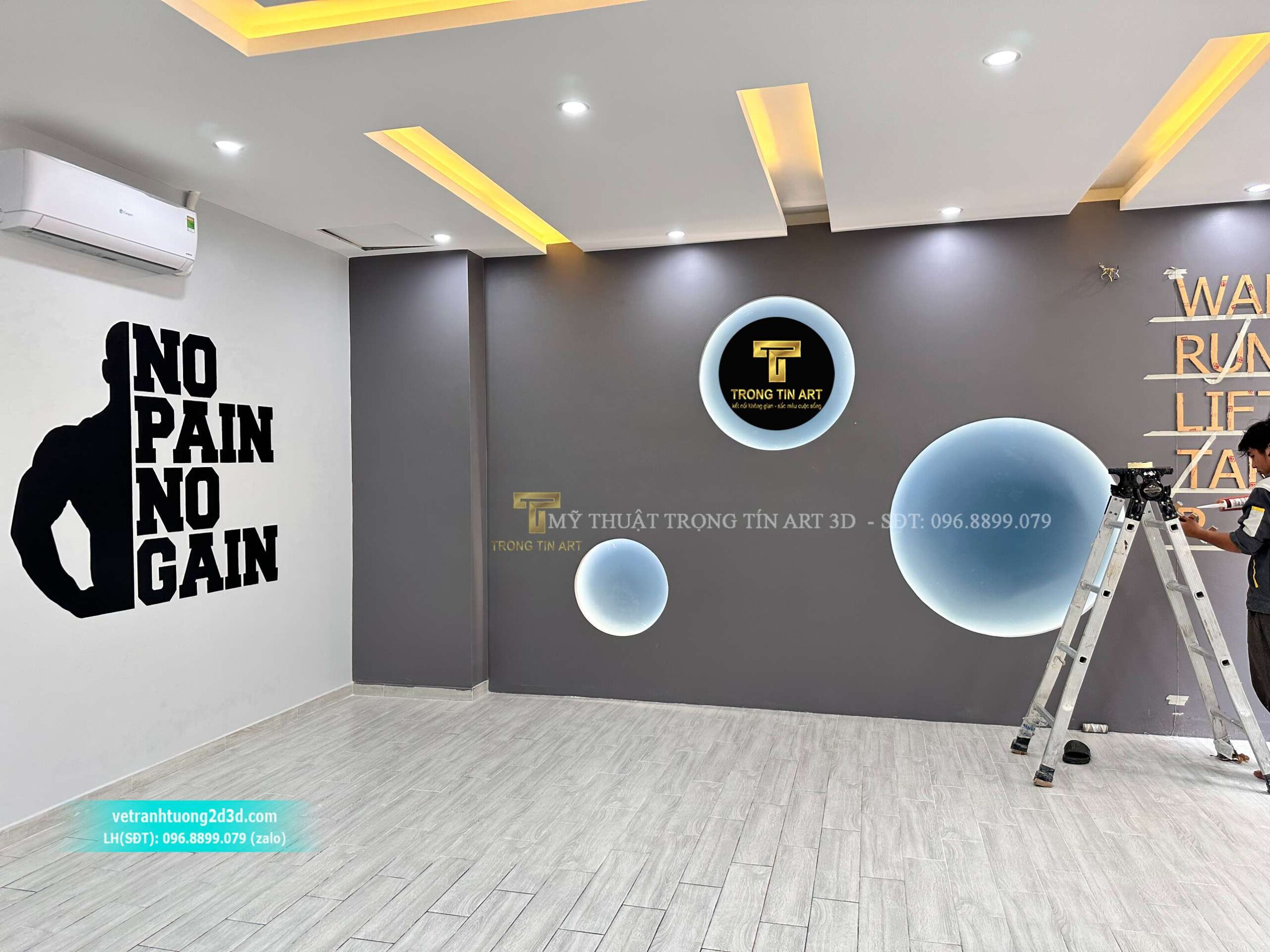 vẽ tranh tường phòng tập gym yoga,vẽ tranh tường boxing,vẽ tranh tường yoga,vẽ tranh tường Muay Thái,vẽ tranh tường 3D Phòng Gym Yoga