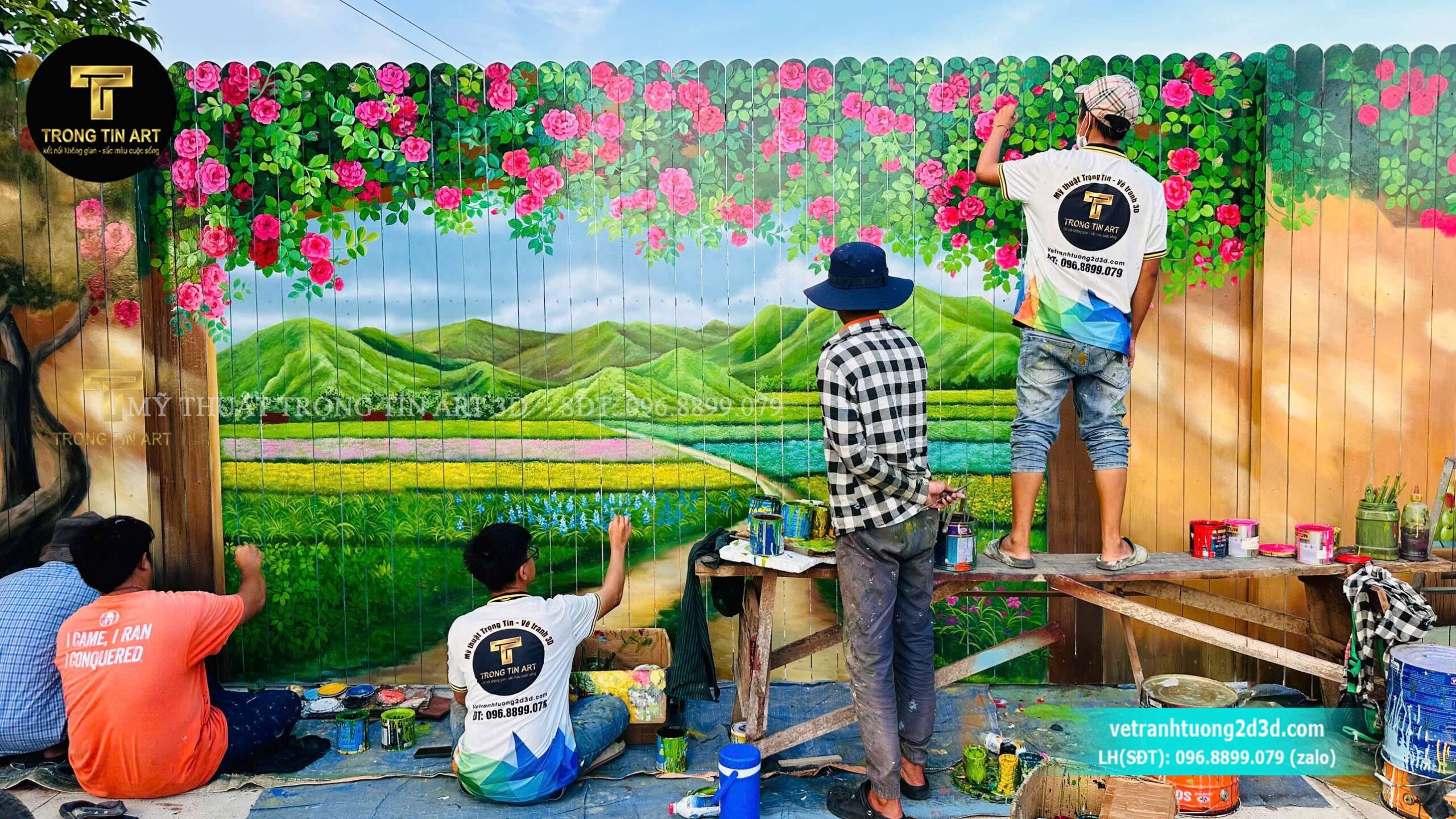 vẽ tranh phong cảnh,vẽ tranh tường hoa hồng leo,tranh hoa hồng,vẽ tranh tường phong cảnh,vẽ tranh tường khu du lịch,vẽ tranh tường 3d