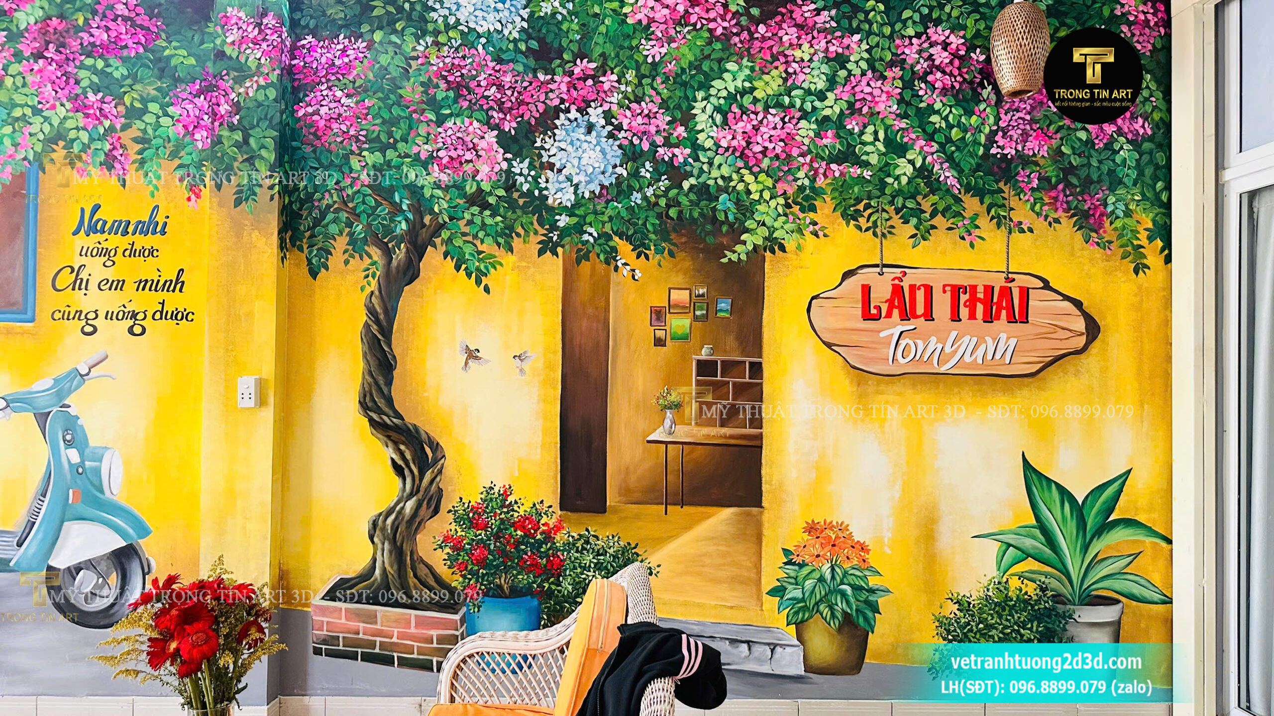 vẽ tranh tường phố cổ,tranh tường phố cổ Hội An,vẽ tranh tường phố cổ Hà Nội,tranh tường hoa giấy,tranh tường quán cafe phố cổ,vẽ tranh 3d,vẽ tranh quán lẩu