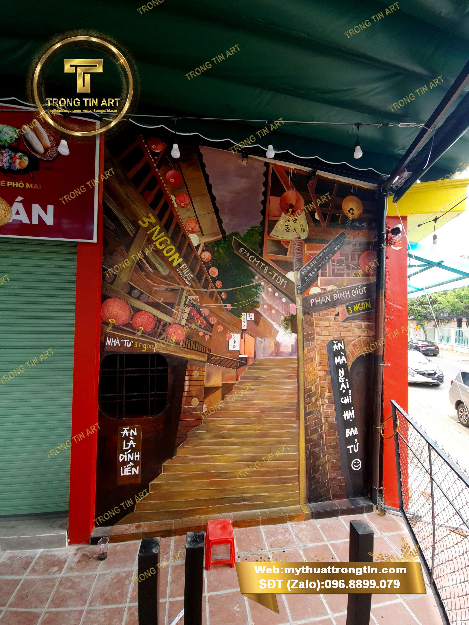 vẽ tranh tường quán ăn,vẽ tranh món ăn trên tường, tranh vẽ quán bún bò, tranh tường quán phở,vẽ tranh quán hồng kông,vẽ tranh hồng kông