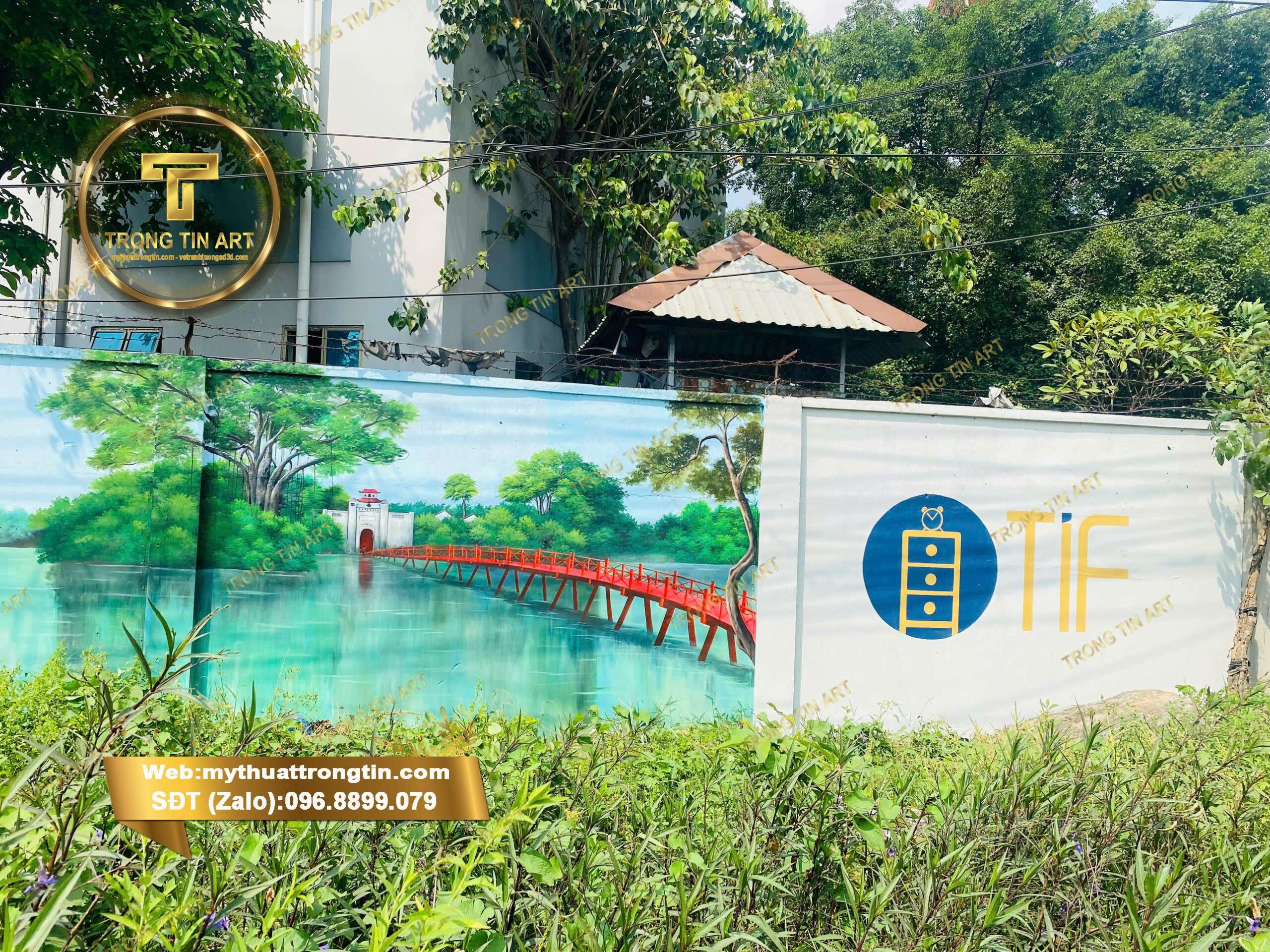 vẽ tranh phong cảnh Hà Nội,tranh phong cảnh,vẽ tranh tường rào công ty,vẽ tranh tường rào nhà máy,vẽ tranh ngoài trời,vẽ tranh hồ gươm