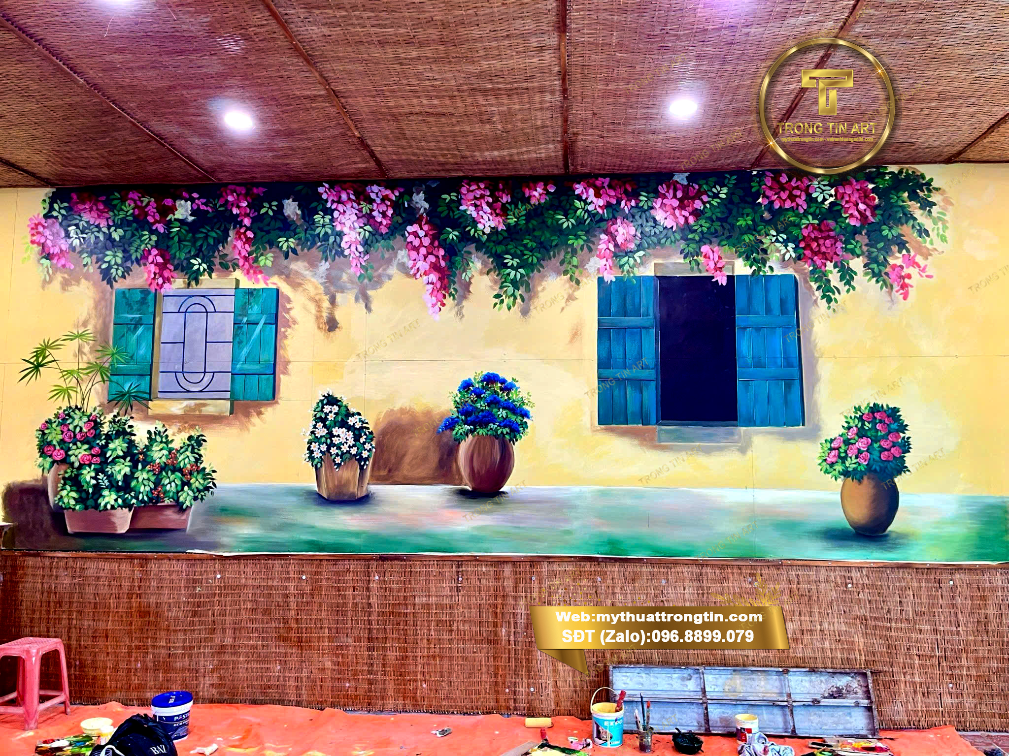 tranh tường quán bún đậu,vẽ tranh tường quán bún đậu,vẽ tranh tường quán ăn,tranh tường quán mẹt,vẽ tranh làng quê,vẽ cảnh quê