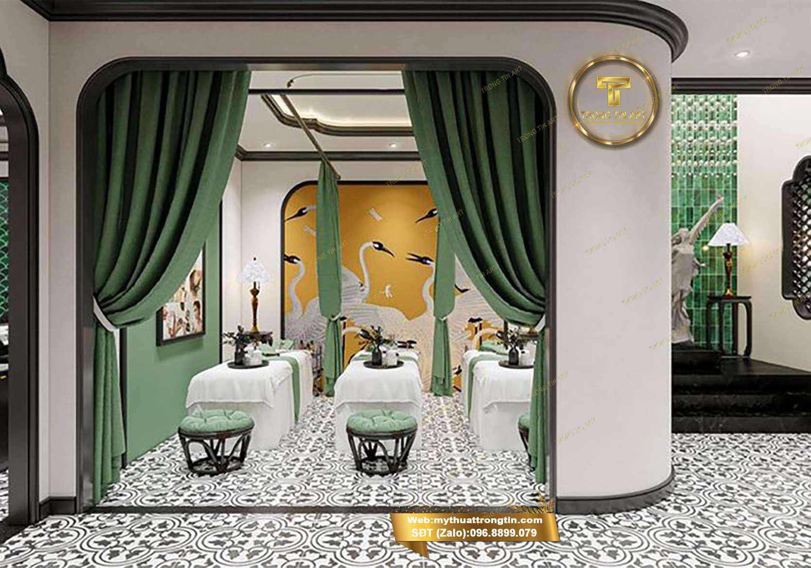 mẫu tranh vẽ tường spa đẹp, vẽ tranh tường spa, mẫu tranh spa, tranh tường hoa sen spa, tranh tường spa nhẹ nhàng, tranh spa thư giãn