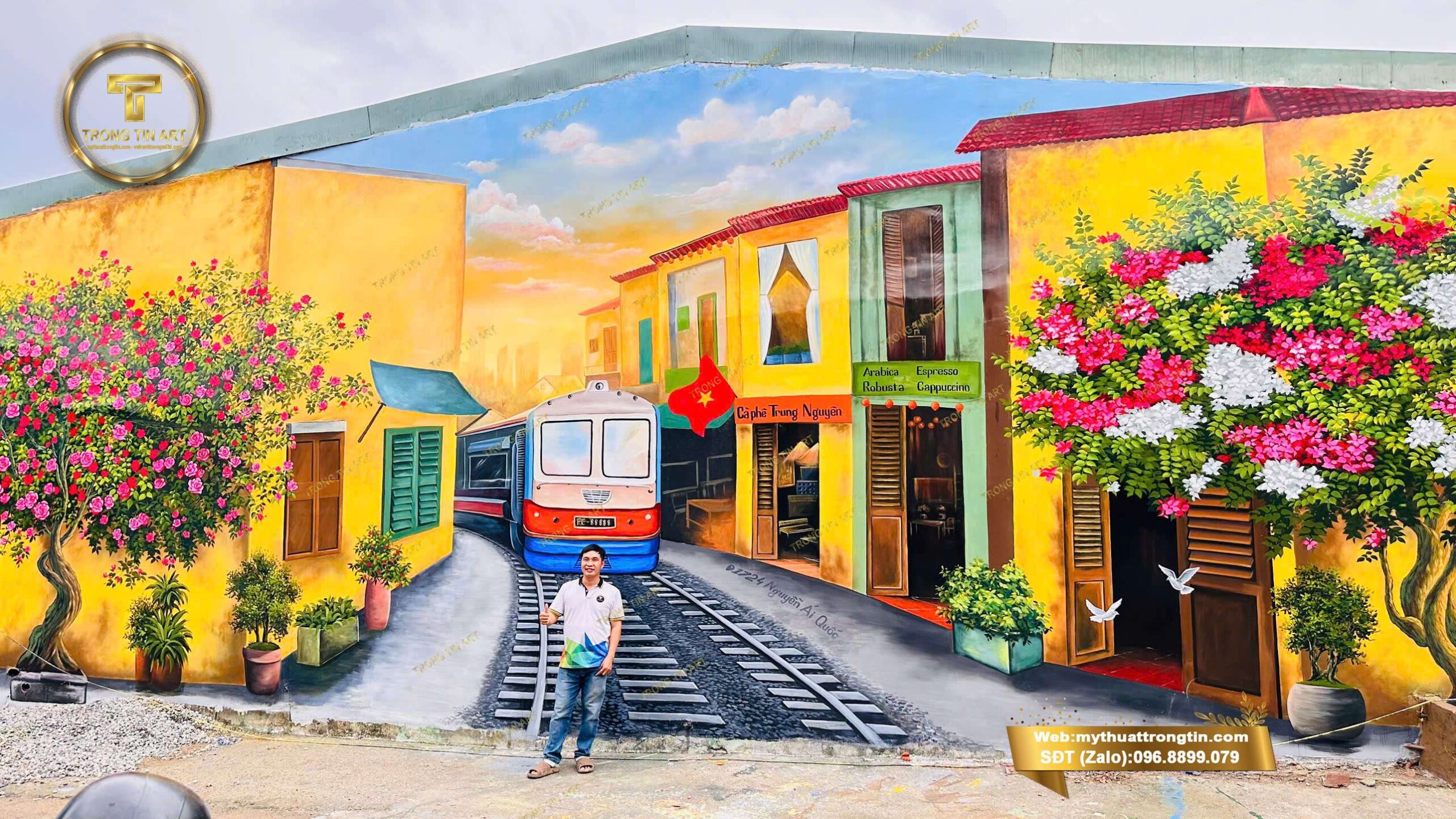 vẽ tranh tường ngoài trời, tranh tường khổ lớn, vẽ tranh quảng cáo ngoài trời, vẽ tranh tường quán cafe đẹp, tranh tường cổ động, tranh tuyên truyền ngoài trời
