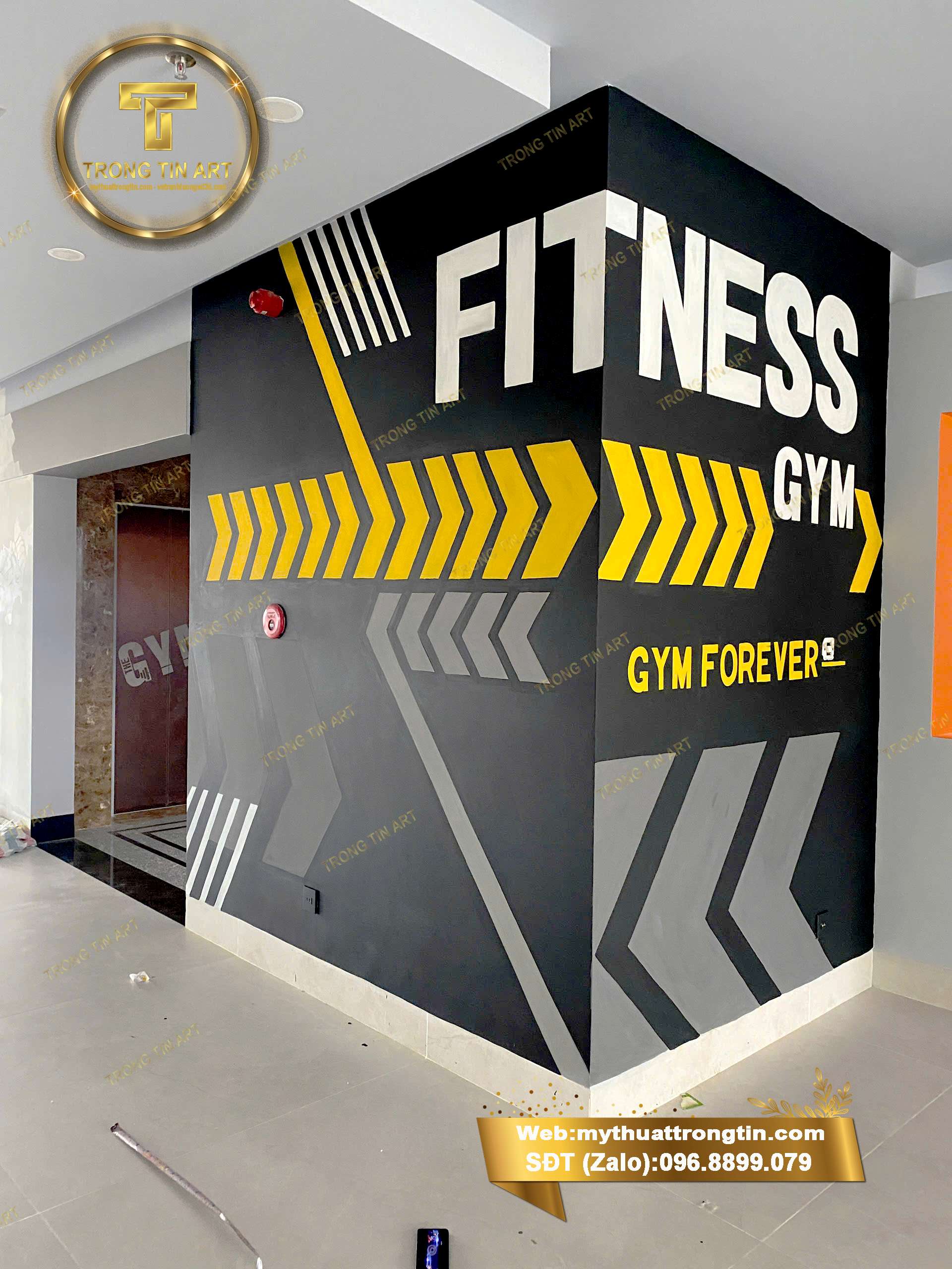 Mỹ thuật Trọng Tín chuyên vẽ tranh tường full phòng gym, yoga, boxing tại Đà Lạt và toàn quốc. Thi công nhanh – đẹp – bền, đội họa sĩ chuyên nghiệp, giá cạnh tranh.