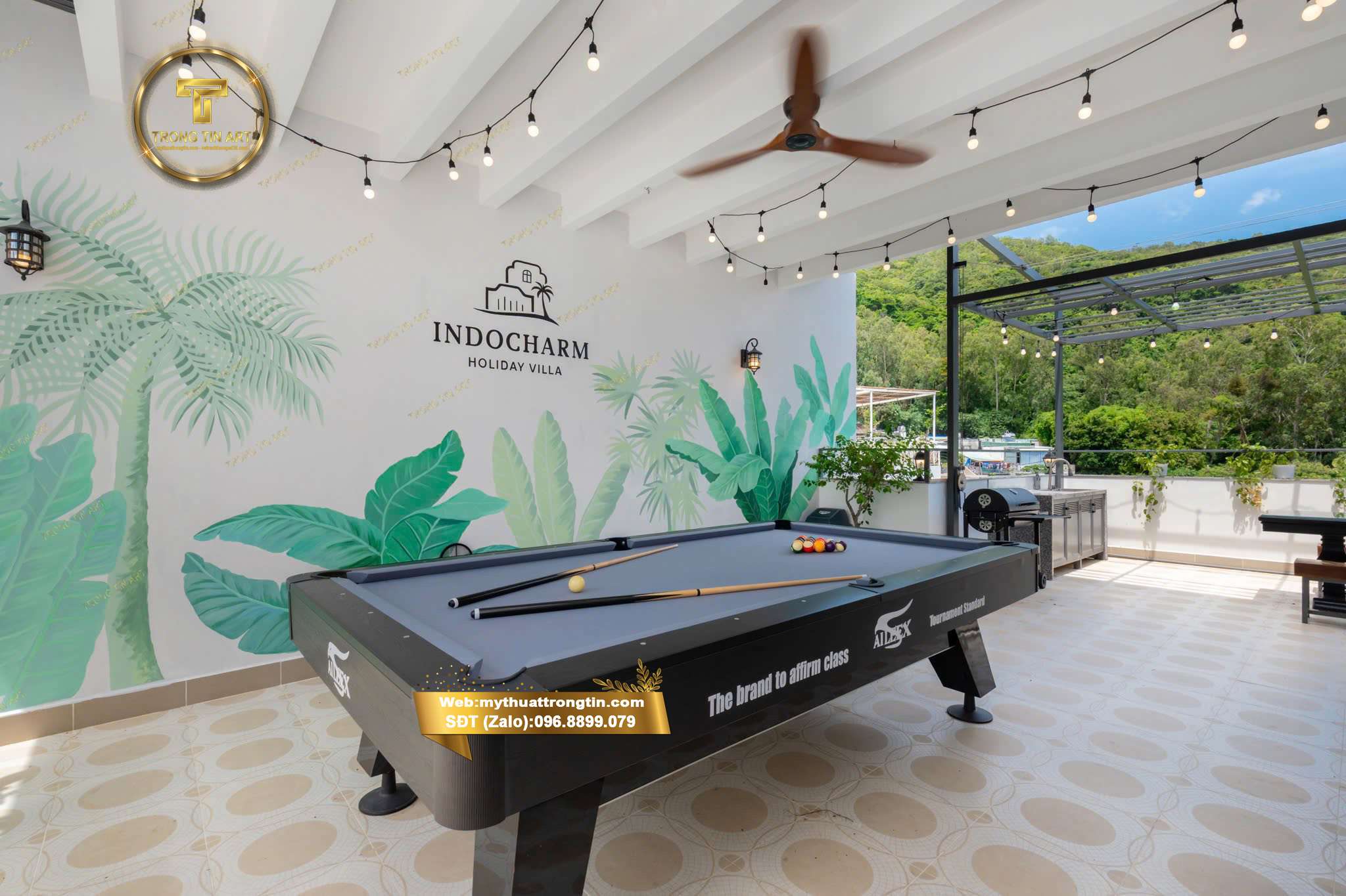 Vẽ Tranh Tường Homestay Indocharm Vũng Tàu – Phong Cách Tropical Hoa Lá Tươi Mát
