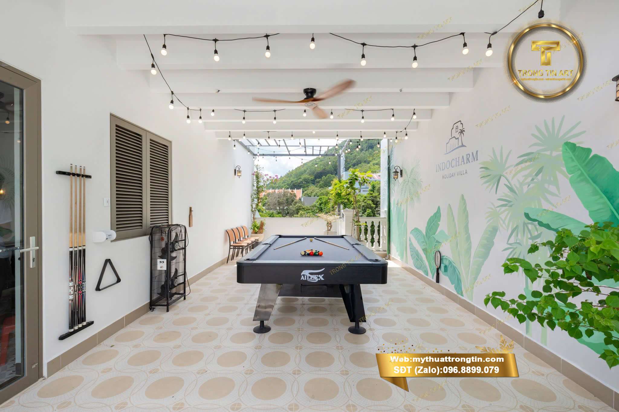 Mỹ thuật Trọng Tín chuyên vẽ tranh tường homestay tại Vũng Tàu, thi công phong cách tropical hoa lá đẹp mắt, sang trọng – nhận vẽ toàn quốc, giá hợp lý, bền đẹp. 