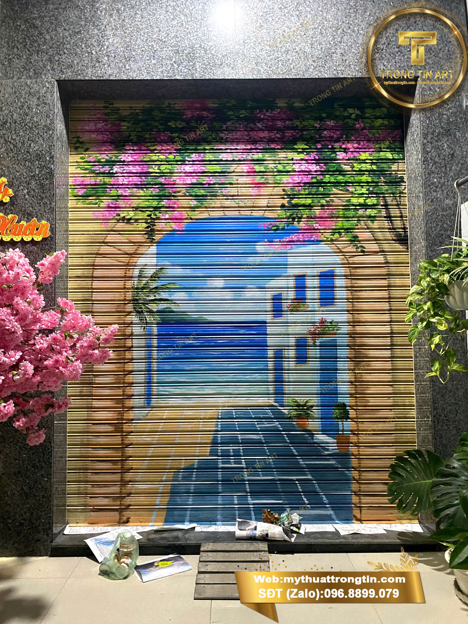 vẽ tranh cửa cuốn 3D, tranh cửa cuốn đẹp, vẽ tranh cửa cuốn quán ăn, tranh 3D cửa cuốn quán cafe, tranh cửa cuốn phong cảnh, vẽ cửa cuốn