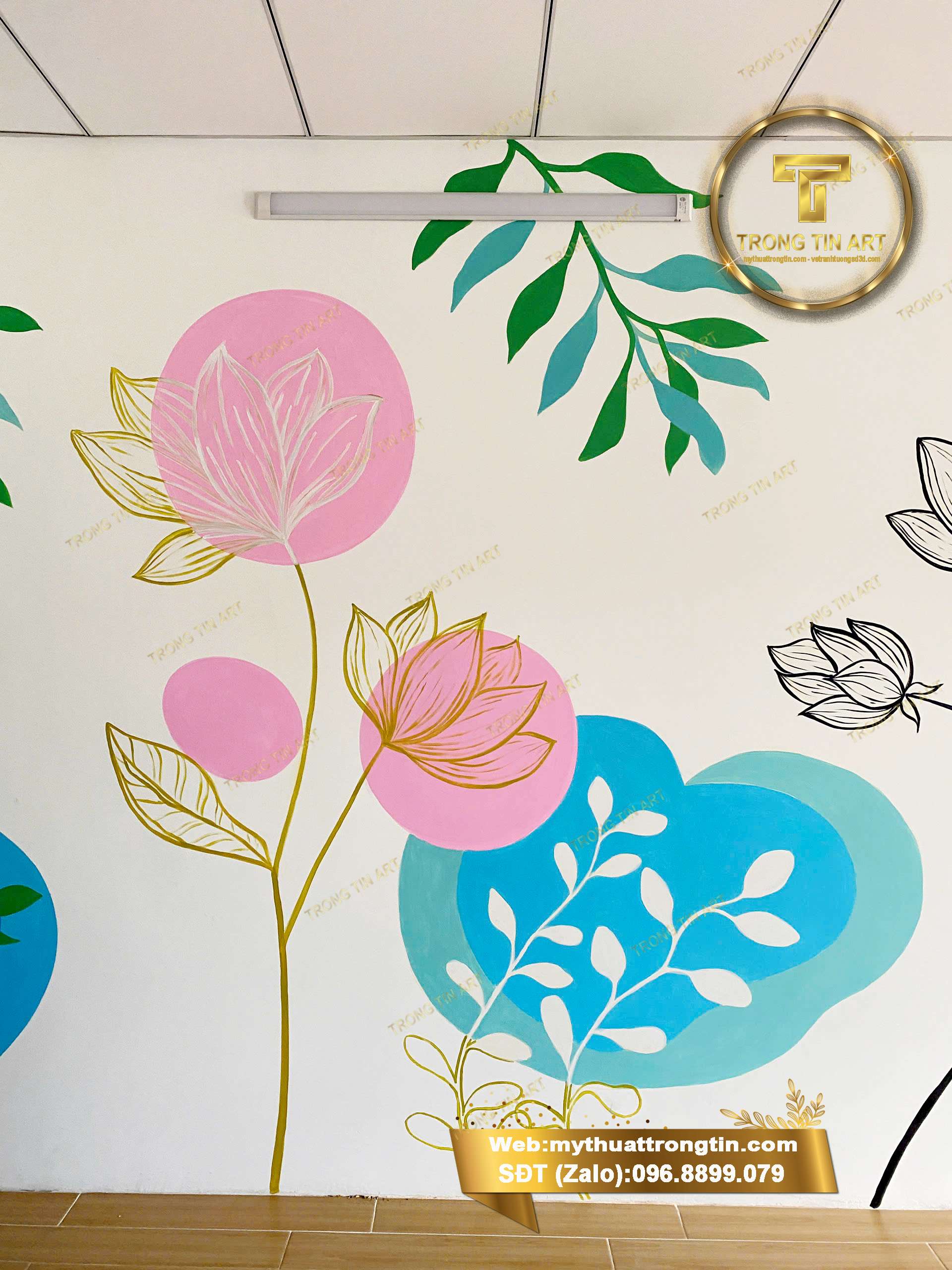 vẽ tranh phòng yoga đơn giản, tranh tường yoga đẹp, tranh tường hoa sen yoga, vẽ tranh mandala phòng yoga, tranh tường thiền định
