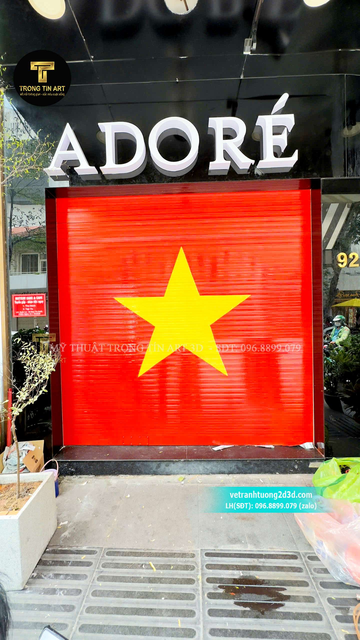 vẽ cờ việt nam trên cửa cuốn, vẽ cờ tổ quốc cửa cuốn,vẽ cờ việt nam trên cửa cuốn tại hà nội, vẽ cửa cuốn đẹp, vẽ tranh cửa cuốn hà nội