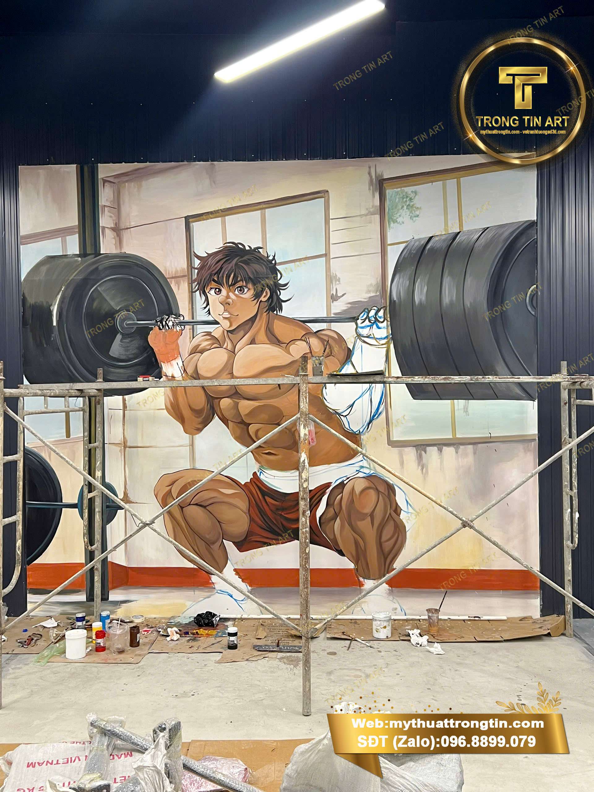 vẽ tranh tường phòng gym, tranh tường gym đẹp, vẽ tranh tường 3D phòng gym, tranh tường phòng tập thể hình, tranh tường phòng tập đẹp