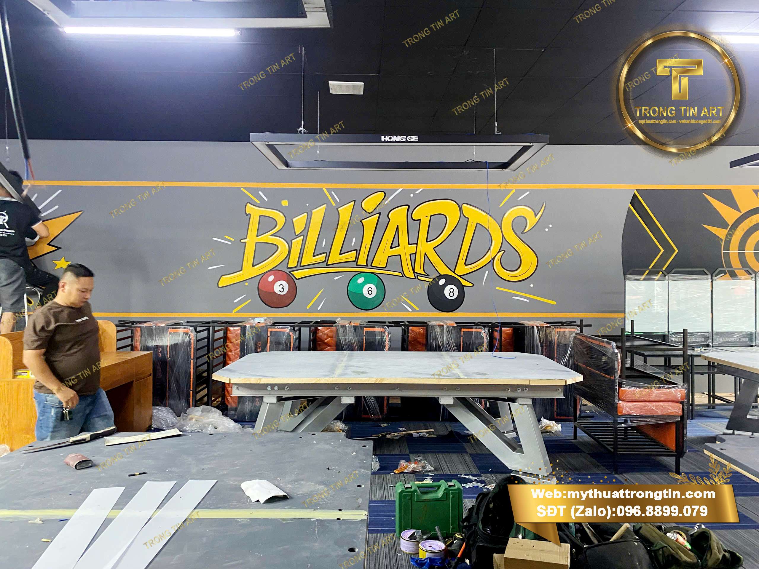 dịch vụ vẽ tranh tường bida, vẽ tranh tường billiards, vẽ tranh quán bida, tranh tường bida 3D,dịch vụ vẽ tranh tường billiards chuyên nghiệp