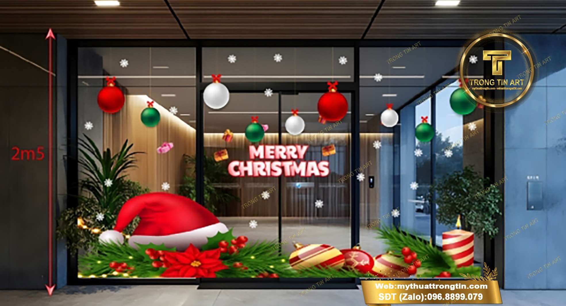 vẽ tranh Noel đẹp, tranh Noel kính, vẽ tranh Noel trên kính, vẽ tranh Noel trên tường, tranh Noel 3D, dịch vụ vẽ Noel chuyên nghiệp