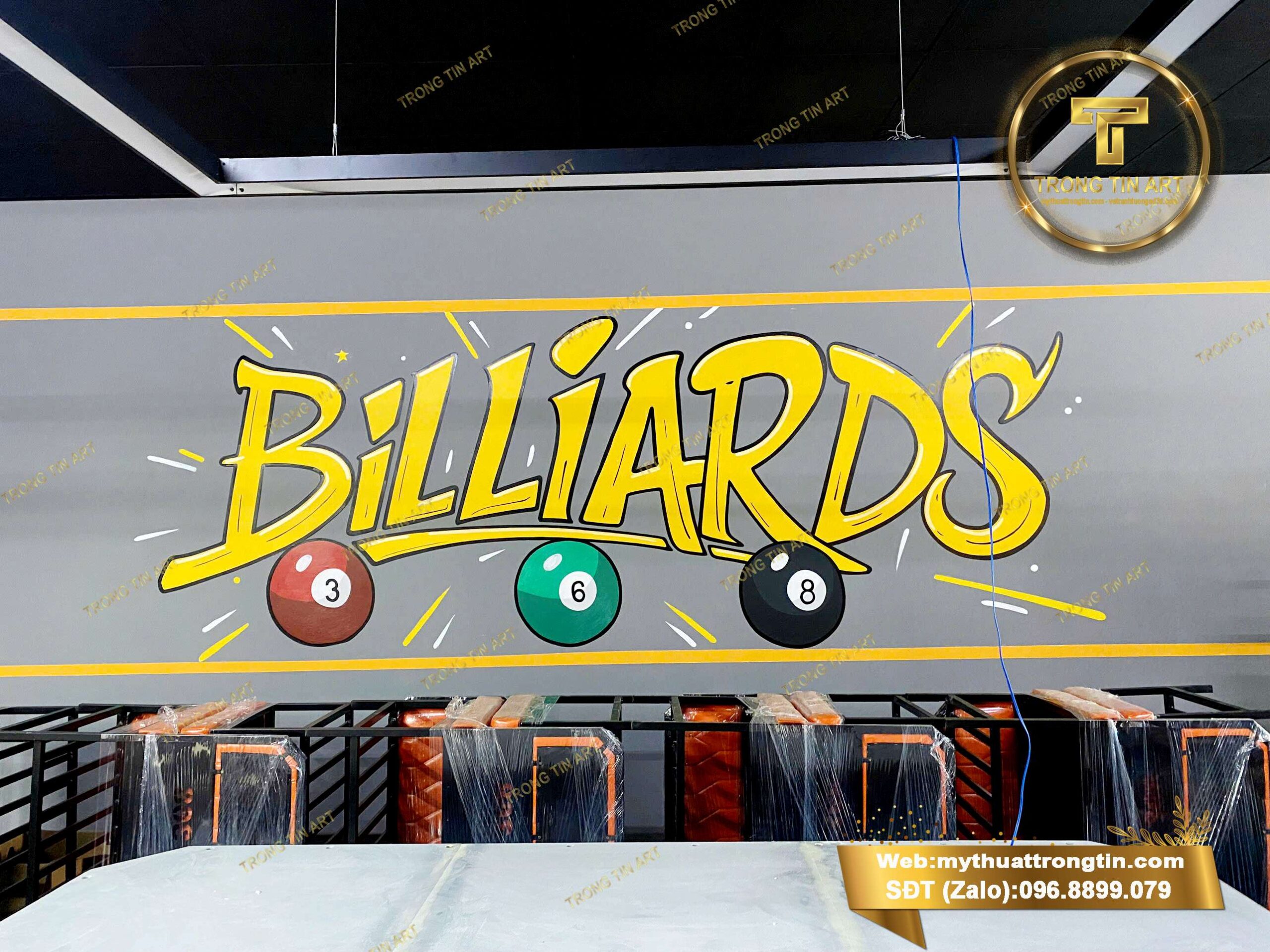 top 10 mẫu vẽ tranh tường bida đẹp, vẽ tranh tường bida, tranh tường billiards 3D, tranh tường bida hiện đại, vẽ tranh tường quán bida