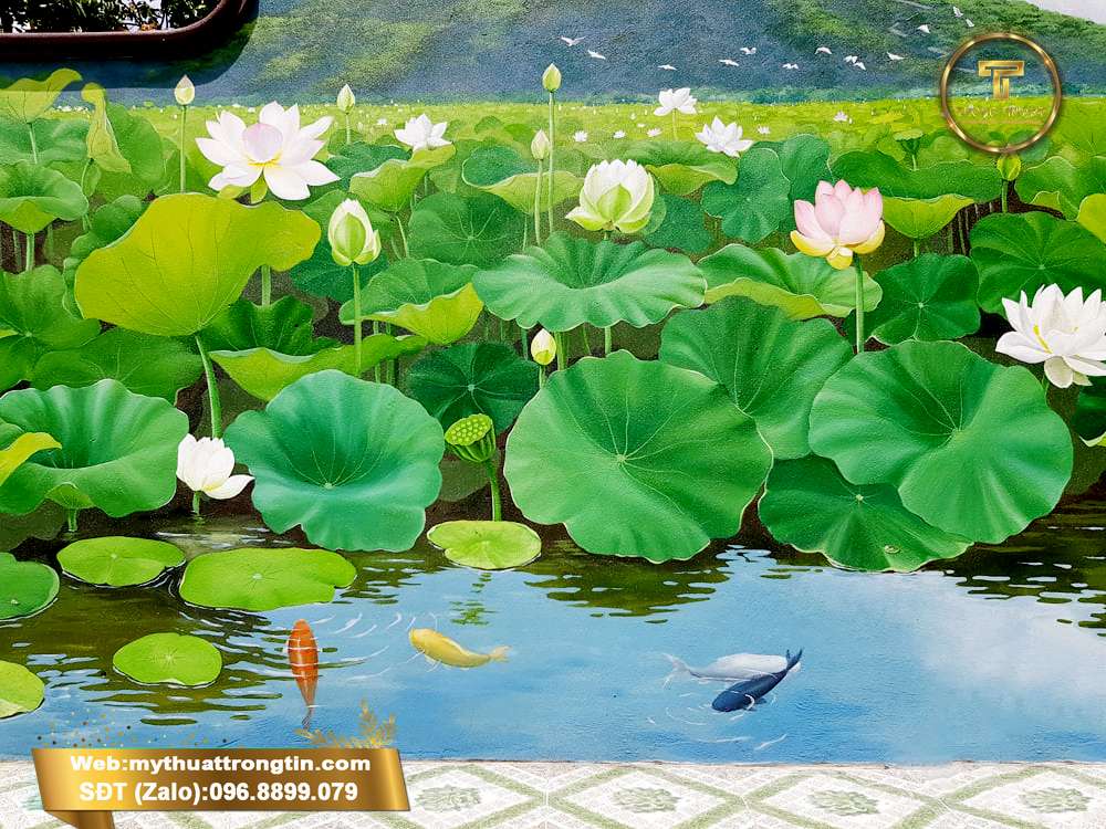 vẽ tranh hoa sen, tranh hoa sen đẹp, tranh tường hoa sen, tranh hoa sen spa, tranh hoa sen phòng khách, tranh hoa sen phong thủy,vẽ hoa sen