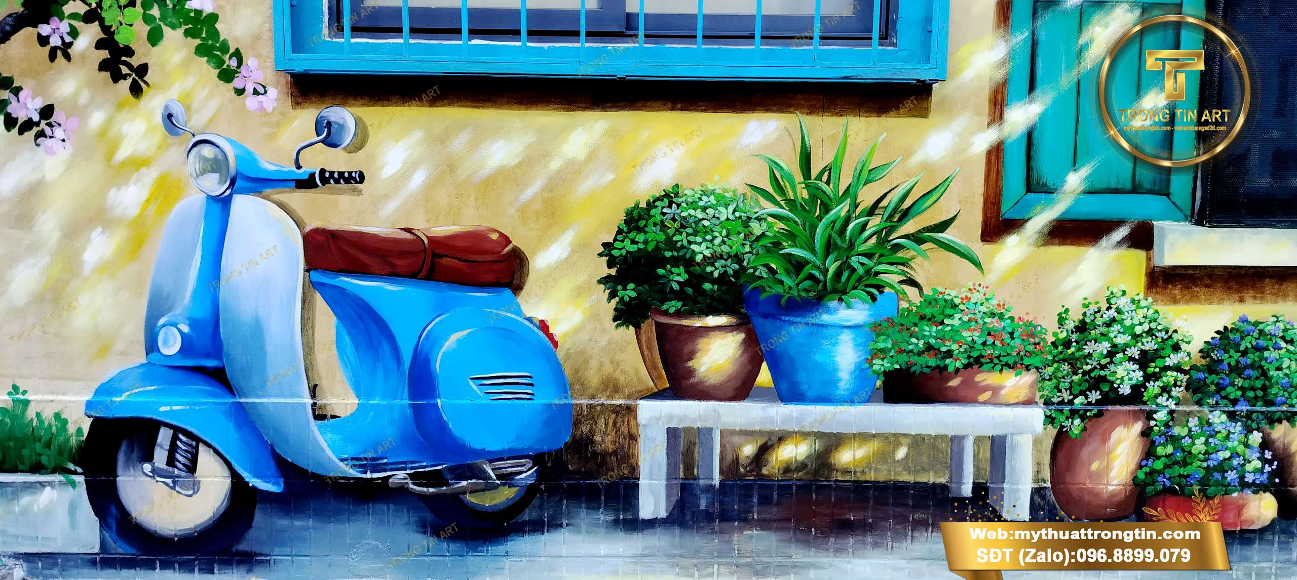 vẽ tranh tường phố cổ xưa, vẽ tranh phố cổ hội an, tranh phố cổ hoa giấy, tranh tường phố cổ đẹp, tranh tường hoa giấy hội an